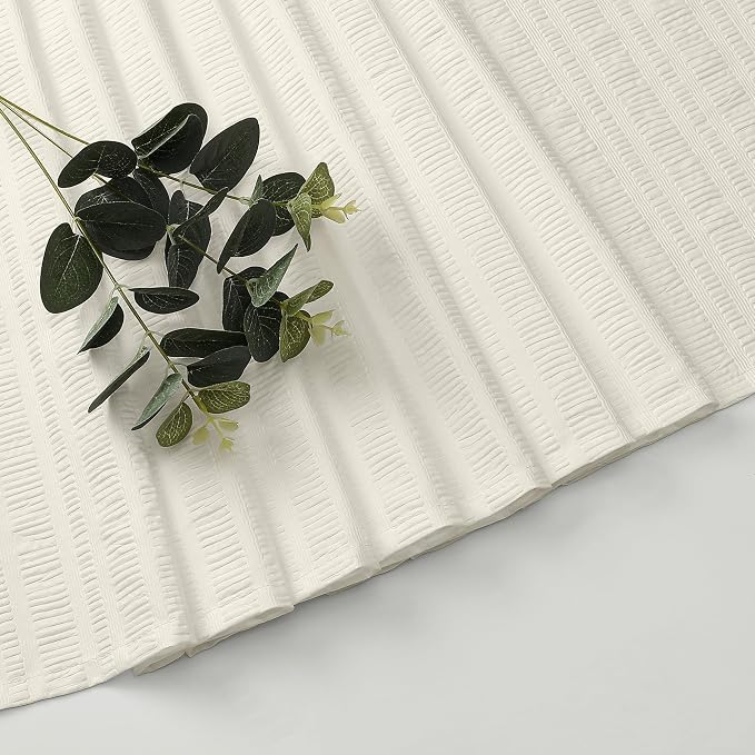 Aiyufeng Cream Shower Curtain, Embossed Textured Fabric Shower Curtain for Bathroom - Soft Cloth & Hotel Spa Luxury, Water Repellent, Machine Washable, 72X72, Cream