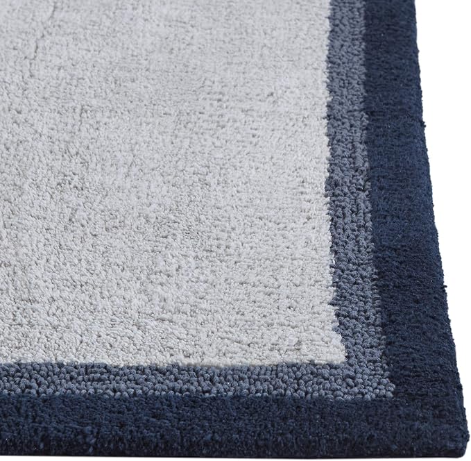 Madison Park Amherst Tufted Bath Rug Cotton Non-Slip, 20 x 30, Navy | Quick Dry, Ultra Soft, Pile, Machine Washable, Absorbent, OEKO-TEX Certified