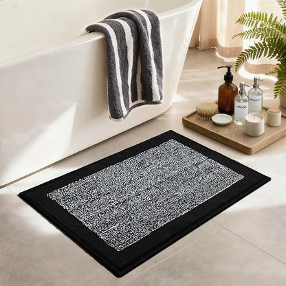 Bathroom Rugs 30x20 Non Slip Washable, Black Bath Mat for Bathroom Floor Tub, Soft Absorbent Quick Dry Mats for Shower, Bathtub,Home Decor