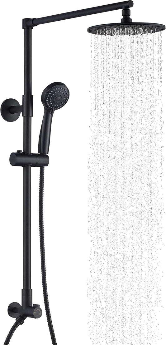 Fennocasa Polaris 3 Rain Shower System, 8” Rainfall Shower Head and Handheld Shower Combo, includes 3-Setting Handheld Spray, Height Adjustable Shower Wand Holder, 60” Hose (1.8 GPM Matte Black)