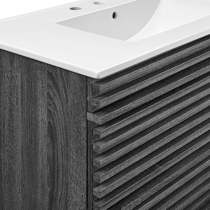 Modway Render 36" Wall-Mount Bathroom Vanity in Charcoal White