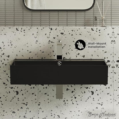 Claire 22" Rectangle Wall-Mount Bathroom Sink in Matte Black