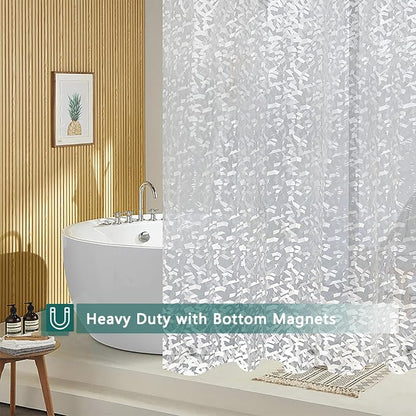 Shower Curtain Liner, 100% Waterproof Eva Shower Curtains with 3 Duty Heavy Bottom Magnets and 12 Rust Proof Grommets, 72x72 Weighted Shower Liner for Shower Stall, Bathtubs