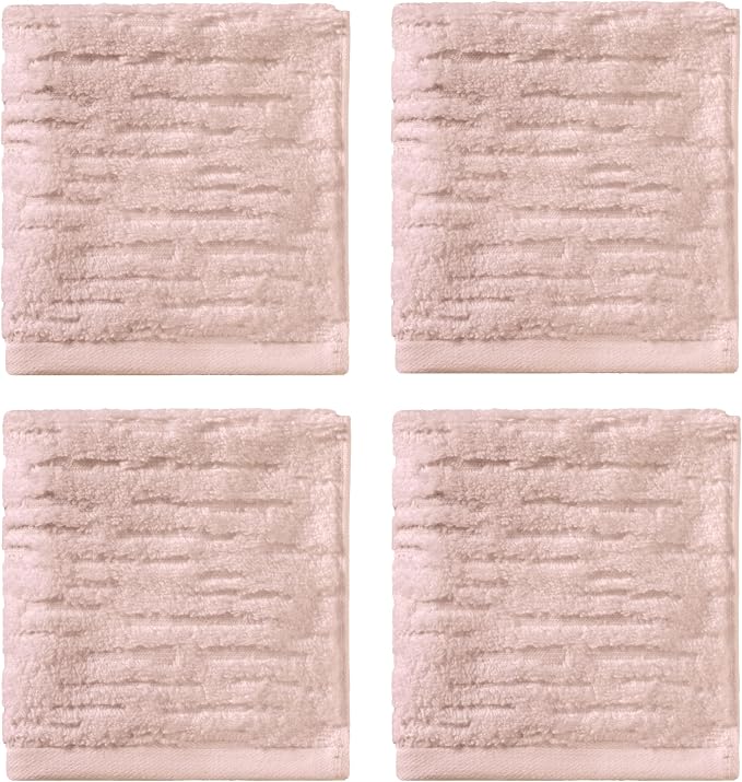 SKL Home CloudSoft Washcloth Set, 4-Piece, 100% Cotton Luxury, Blush Pink | Premium spa-level quality. 520 GSM weight. Ultra plush & absorbent.