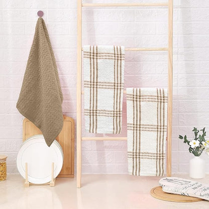 DAN RIVER Tan Kitchen Towels, 12 Pack, 16x26 Inches Absorbent Dish Towels | 100% Cotton Absorbent Soft cotton kitchen towels for drying dishes, Quick Dry, Dish Towels for kitchen,Tea and Bar towels set