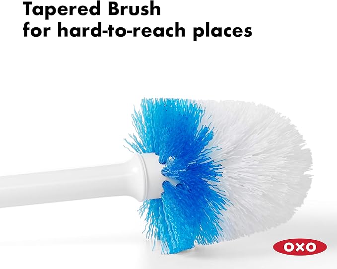 OXO Good Grips Compact Toilet Brush & Canister, Toilet Bowl Brush and Holder with Automatic Canister Door, Bathroom and Small Spaces Cleaning Supplies Essential (Pack of 6)