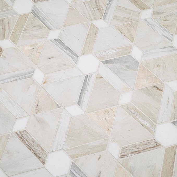 MSI Angora Floralis 11 in. x 12 in. Polished Marble Mosaic Floor and Wall Tile for Bathroom, Kitchen Backsplash, Accent Wall Tile, and Shower Wall Tile