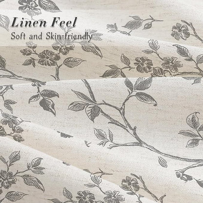 MitoVilla Small Stall Linen Floral Shower Curtain for Bathroom,36 x 72 | Narrow Half BoHo Cottagecore Spring Shower Curtains, Modern Farmhouse Country Plant Leaves Bathroom Décor, 36 x 72