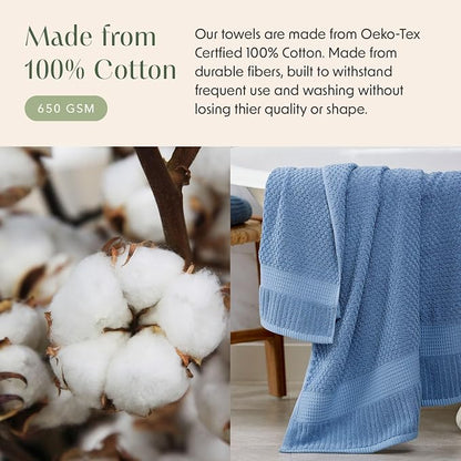 2 Pack Oversized Bath Towels 100% Cotton | Blue Towels | Oeko‑TEX Standard 100 | Soft & Absorbent, Quick‑Dry | Trinity Collection - Blue Shadow