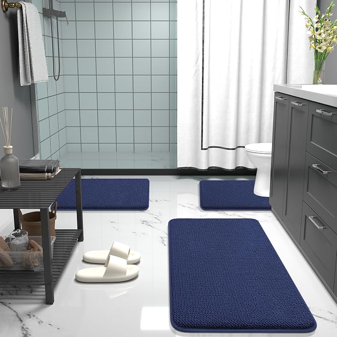 OLANLY Memory Foam Absorbent Bathroom Rugs Mats 30x20, Twilight Sapphire | Soft Quick Dry Bath Mats Rugs, Non-Slip, Machine Washable Carpet for Bathroom Floor, Tub and Shower, Home Decor Accessories