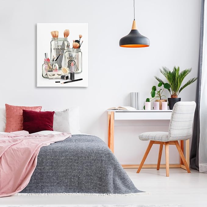 Glam Fashion Makeup in Jars, 30 x 40 Inch Canvas Wall Art | Stupell Industries · By Ziwei Li · Ready to hang · Chic decor for bedroom · vanity · or dressing room · Made in USA