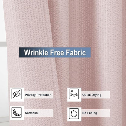 Pink Shower Curtain for Bathroom 96 Inches Extra Long, Elegant 3D Embossed Textured Fabric Shower Curtains, Water Repellent, Machine Washable, Hotel Style, 72" W x 96" L, Pink