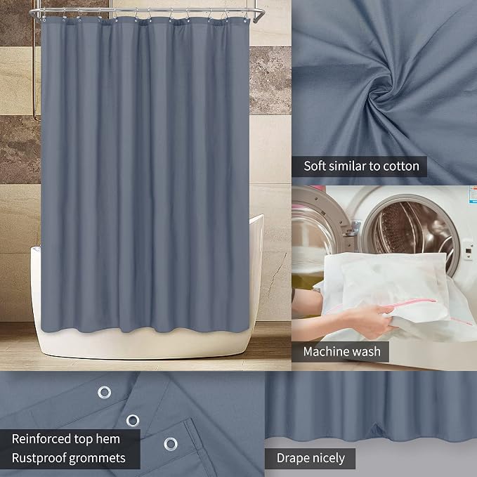 ALYVIA SPRING Waterproof Fabric Shower Curtain or Liner Stone Blue, 72x72 | 3 Magnets, Soft Cloth & Hotel Quality, Machine Washable, Light-Weight, Standard Size