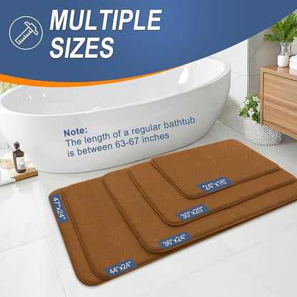 OLANLY Memory Foam Bathroom Runner Rugs 70x24, Absorbent Long Mat, Ochre | Soft Quick Dry Bath Rugs, Non-Slip Carpet, Machine Washable Mat for Bathroom Floor, Tub and Shower, Home Decor Accessories