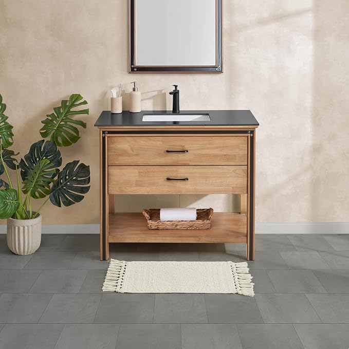 French Connection Nellore Bathroom Rugs, Woven and Beaded Bathroom Mats, Durable Bath Rugs, Thick Bath Mats for Bathroom and Shower Rugs, 17" x 28", Ivory