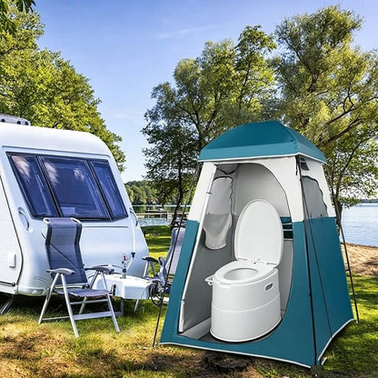 Portable Toilet with Non-Slip Inserts, Leak-Proof Waterless Travel Toilet, White