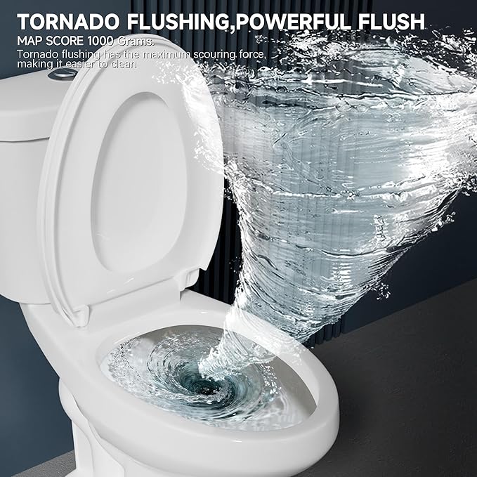 Elongated Extra Tall Toilet 21 Inch for Seniors 1.1/1.6 GPF Tornado Dual Flush - Two Piece Comfort High Toilet for Bathroom, 20.5 Inch Bowl Height, 21.25 Inch Seat Height, 12" Rough In, White