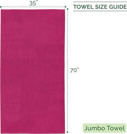 Elegant Comfort 100% Turkish Cotton Corduroy Ribbed Luxury Jumbo Bath Towel Ultra Soft - 35 x 70 Inch - Luxury Spa Premium Hotel Quality Highly Absorbent and Quick Dry Large Bath Towel, Hot Pink
