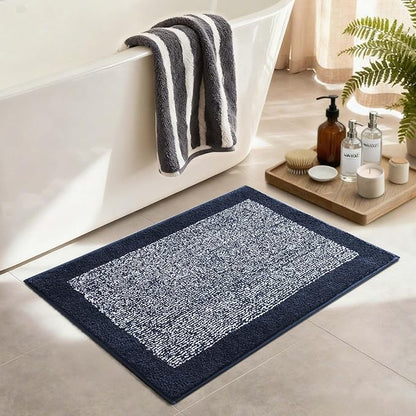 Bathroom Rugs 30x20 Non Slip Washable, Dark Blue Bath Mat for Bathroom Floor Tub, Soft Absorbent Quick Dry Mats for Shower, Bathtub,Home Decor