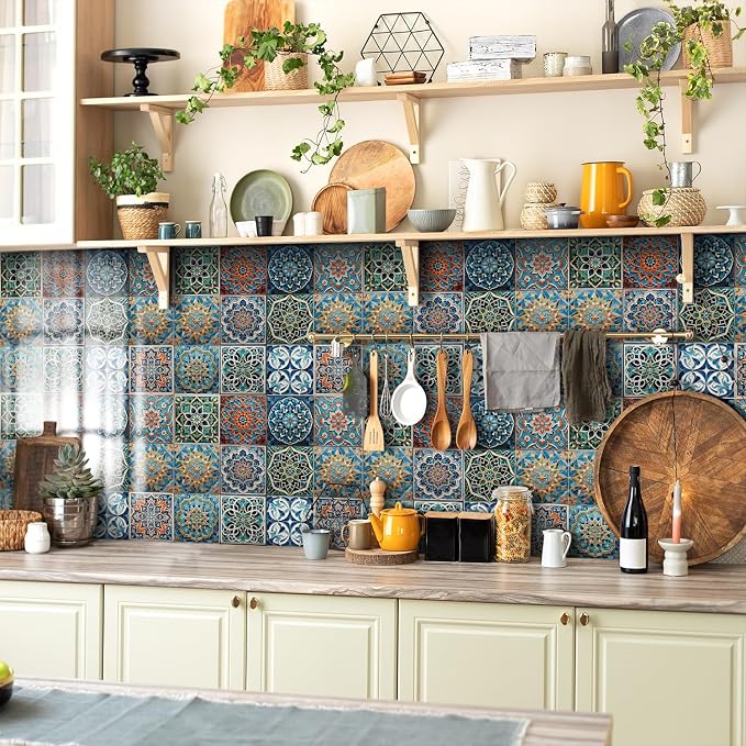 6x6 in Wall Tile Decals Stick on Backsplash for Kitchen,24Pcs | 1.6mm-Thick FOAM+PE Tile Stickers,Self-adhesive Tiles Bathroom,Cabinets,RVs
