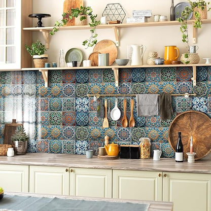 6x6 in Wall Tile Decals Stick on Backsplash for Kitchen,24Pcs | 1.6mm-Thick FOAM+PE Tile Stickers,Self-adhesive Tiles Bathroom,Cabinets,RVs