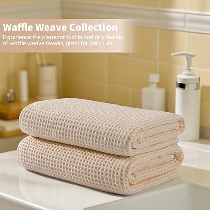 MICROFI New Microfiber Waffle Bath Towels, 2 Pieces, Oversized, Soft, Absorbent, Fast Drying, Lint Free 430 GSM (30''x60''/76cm x 152cm)