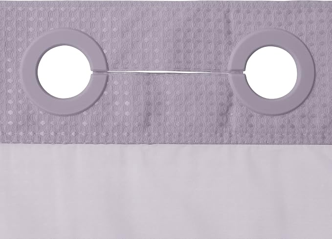 RiverDream Heavyweight Waffle No Hook Shower Curtain with Liner,Lilac,71x74 | Dotted Waffle,Snap-in Liner,Heavy Duty,Quick Dry,Mesh Top Window,With Bottom Magnets,Hotel-Grade,Washable,Standard Size