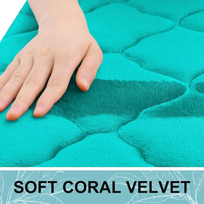 OLANLY Memory Foam Bath Mat Rug 47x32, Ultra Soft and Absorbent Bathroom Rugs, Non-Slip, Comfortable, Machine Washable Bath Carpet for Bathroom Floor, Tub, Shower and Home Decor Accessories, Teal
