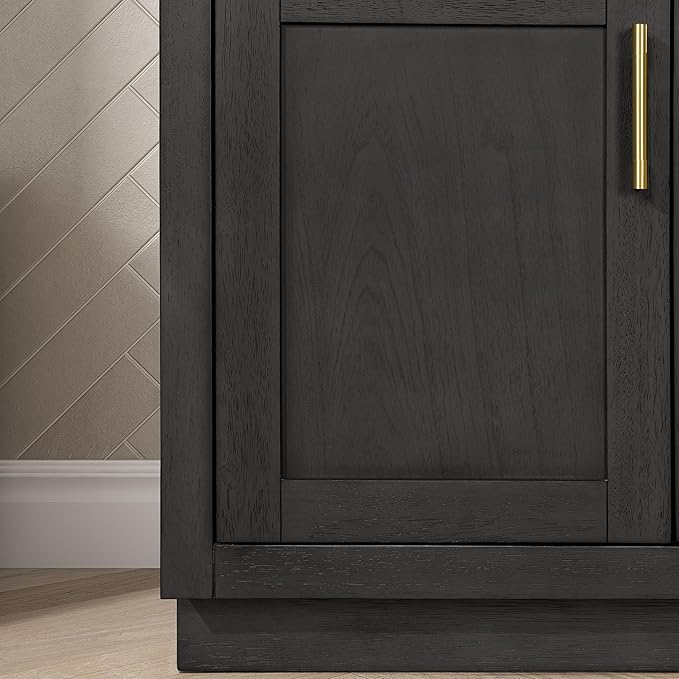 OVE Decors Bailey 36 in. Single Sink Freestanding Matte Black Wood Bathroom Vanity with White Quartz Top and Matching Backsplash