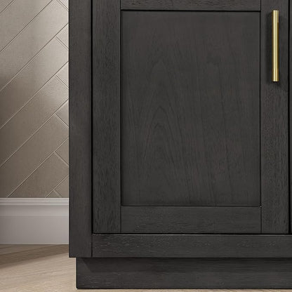 OVE Decors Bailey 36 in. Single Sink Freestanding Matte Black Wood Bathroom Vanity with White Quartz Top and Matching Backsplash