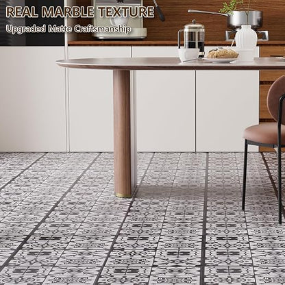 Peel and Stick Floor Tile, 30-Pack 12" x 12" Vinyl Flooring, Waterproof Self-Adhesive Luxury Vinyl Tiles, Easy DIY for Bathroom, Kitchen, Dinning Room, RV, Cover 30 Sq. Black