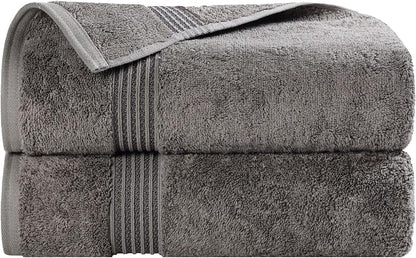 SUPERIOR Egyptian Cotton Bath Towel Set, Home Bathroom Towels, Master, Guest Bath, Decor Essentials, Quick Dry, Absorbent, Large Body Towels, Spa, Hotel, Resort, Adult, Kids, Set of 2, Charcoal