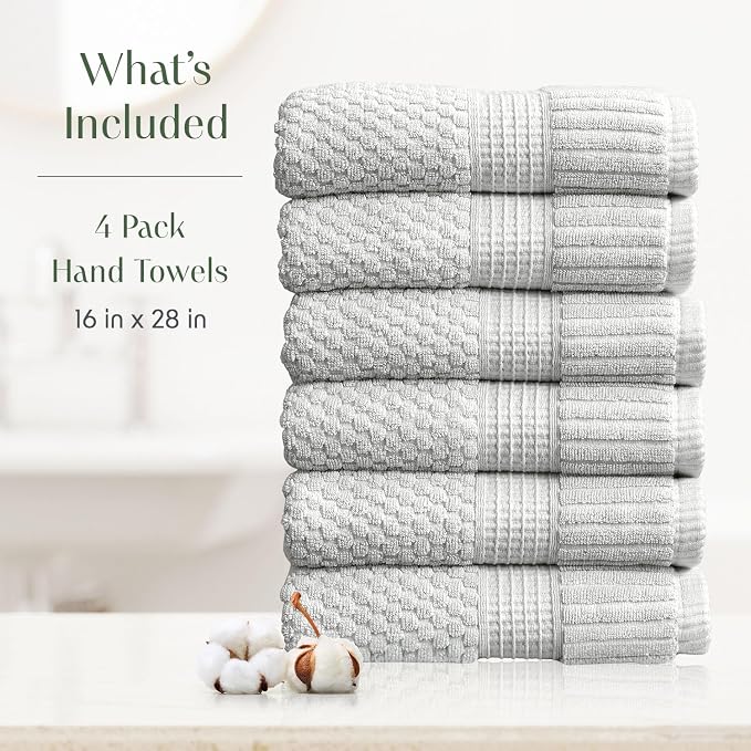 6 Pack 100% Cotton Hand Towels | Grey Towels | Oeko‑TEX Standard 100 | Soft & Absorbent, Quick‑Dry | Trinity Collection - Quiet Grey