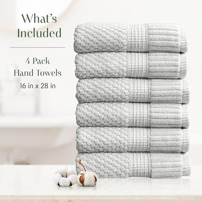 6 Pack 100% Cotton Hand Towels | Grey Towels | Oeko‑TEX Standard 100 | Soft & Absorbent, Quick‑Dry | Trinity Collection - Quiet Grey