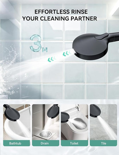 Magichome Shower Head with Handheld, High Pressure 10-Spray Detachable Chrome Showerhead with Stainless Steel Hose, Black