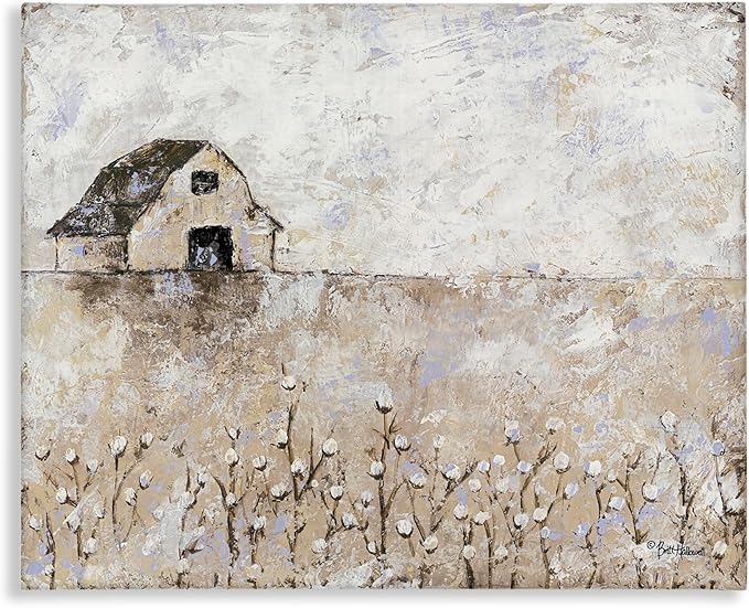 White Barn Distressed Landscape, 24 x 30 Inch Canvas Wall Art | Stupell Industries · By Britt Hallowell · Ready to hang · Rustic farmhouse charm for any room · Made in USA