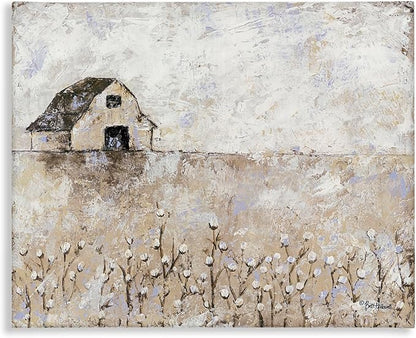 White Barn Distressed Landscape, 24 x 30 Inch Canvas Wall Art | Stupell Industries · By Britt Hallowell · Ready to hang · Rustic farmhouse charm for any room · Made in USA
