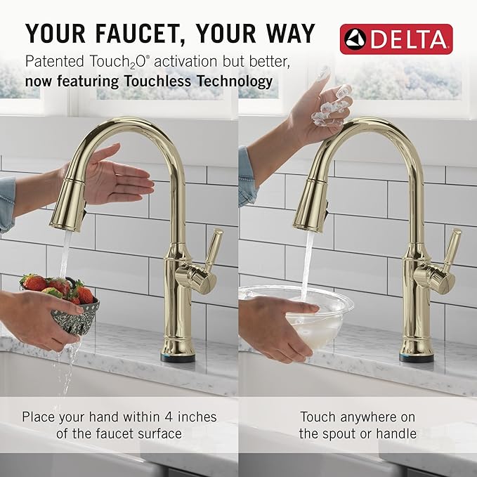 Delta Renaldi Kitchen Faucet with Pull Down Sprayer, Brushed Nickel Kitchen Sink Faucet, Delta ProClean, Lumicoat Polished Nickel 9184TL-PN-PR-DST