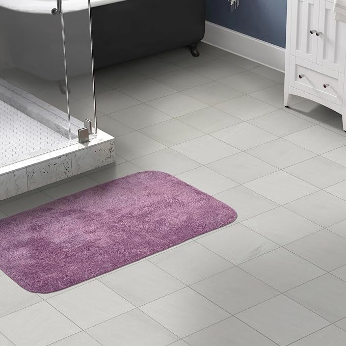 Garland Rug Traditional Nylon Washable Purple 30" X 50" Bath Rug - Soft, Absorbent, and Stylish for Your Bathroom