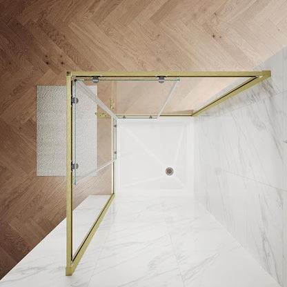 ELEGANT Corner Shower Door 36 in.D x 36 in. W x 72 in. H, Double Sliding Shower Door, Framed Corner Shower Enclosure with 1/4" Tempered Glass, Brushed Gold