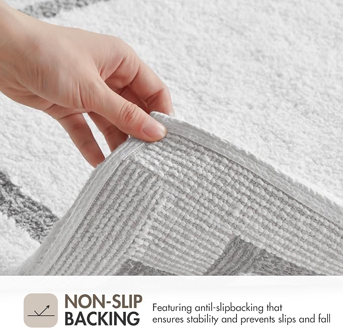Madison Park Evan 100% Cotton Bath Rug Plush Absorbent, 20" x 30", White | Non-slip Backing, OEKO TEX, Luxurious Tufted Plush Bath Mat for Bathroom, Quick Dry, Spa Design Decorative for Shower Room