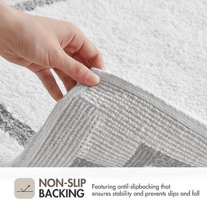 Madison Park Evan 100% Cotton Bath Rug Plush Absorbent, 20" x 30", White | Non-slip Backing, OEKO TEX, Luxurious Tufted Plush Bath Mat for Bathroom, Quick Dry, Spa Design Decorative for Shower Room