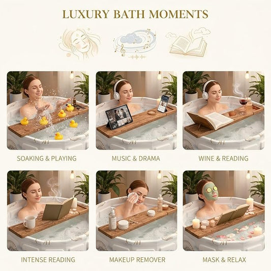 Portable Bathtub for Adult, Foldable Soaking Bathtub for Hot SPA&Ice Bath, Foldable Small Bathtub collapsible bathtub for Bathing, 6-layer Insulated portable tub,Space-Saving (Lotus, 25.9X31.5 IN)