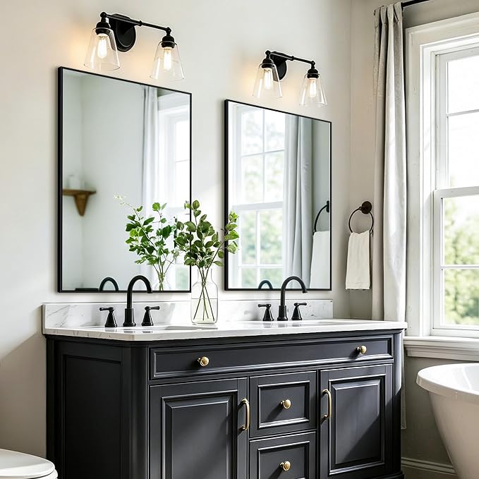 Bathroom Vanity Mirror for Over Sink, 36x24 Inch Matte Black Mirror | Shatterproof Tempered Glass, Anti-Rust Metal Frame, Rectangle Wall Mirrors for Bedroom, Living Room & Entryway