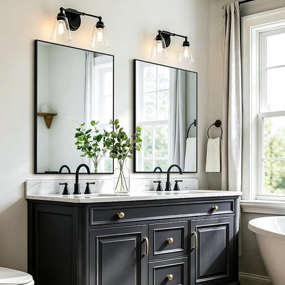 Bathroom Vanity Mirror for Over Sink, 36x24 Inch Matte Black Mirror | Shatterproof Tempered Glass, Anti-Rust Metal Frame, Rectangle Wall Mirrors for Bedroom, Living Room & Entryway