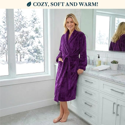 PAVILIA Premium Womens Plush Soft Robe Fluffy, Warm, Fleece Sherpa Shaggy Bathrobe