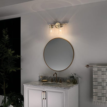 Kichler Brinley 15.75" 2 Light Vanity Light in Champagne Bronze with Clear Glass for Bathroom and Powder Room, (15.75" W x 10.25" H),45688CPZ