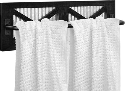 Autumn Alley Farmhouse Rustic Towel Rack Holder - Wood Towel Rack - Farmhouse Towel Holder for Rustic Bathroom and Farmhouse Kitchen Style Décor - 18" Wall Mounted, Set of 2, Rustic Black