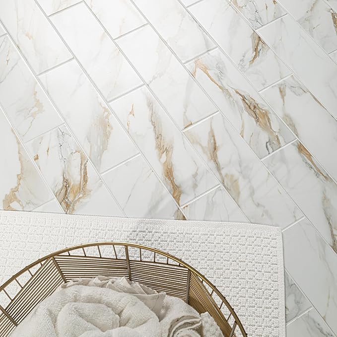 MSI Calacatta Gold Subway Matte Porcelain Floor and Wall Tile - Kitchen Backsplash, Bathroom, Accent Wall, Shower - Sample