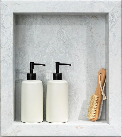 Palisade 17.5 in x 15.5 in Vinyl Shower Niche Polar Frost | Waterproof Shower Insert